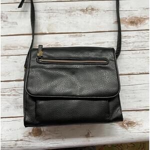 Relic Black Leather Crossbody Bag